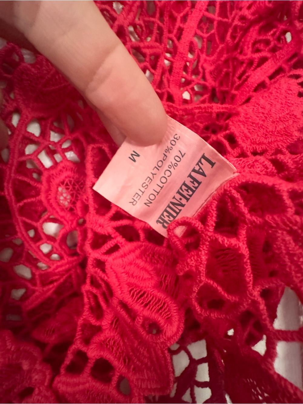 VTG Lafei Neir Pink Floral Crochet Lace Button-Down Blouse Rhinestone Accents - Picture 4 of 7